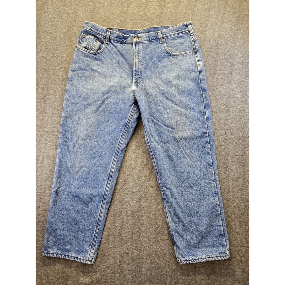 Carhartt Lined Jeans Mens Size 42x30 Medium Wash Straight Leg Relaxed Fit